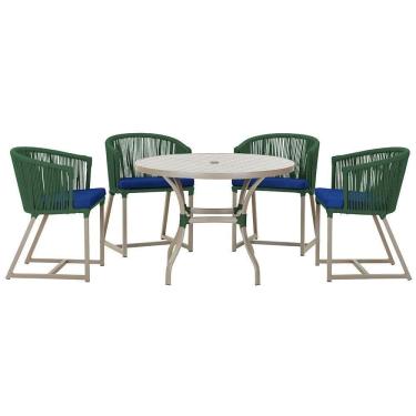 Imagem de Mesa Com 4 Cadeiras E Noronha Estofado 10 Trama autêntico Verde