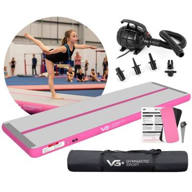 Imagem de Tapete Colchão Ginástica Inflável 5 Metros com Bomba Elétrica VG Plus Rosa 220v