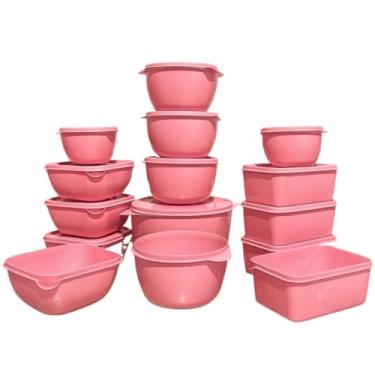Imagem de Kit 15 Potes Para Cozinha Organizador De Alimentos De Plástico Reforçado Vasilha(Rosa)