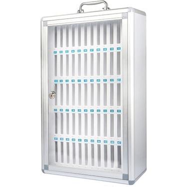 Imagem de Armário Para Celular 12/24/36/48/60 Slot Gabinete Para Celular De Liga De Alumínio Escola Cofre Para Celular Com Trava, Silver, 24 bit