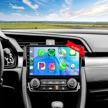 Imagem de Estéreo automotivo 4+64G para Honda Civic 2016 2017 2018 2019 2020 com carro sem fio CarPlay Android Auto, 22.9 cm Upgrade IPS Touchscreen Car Radio com GPS WiFi Bluetooth FM SWC/Mirror Link AHD