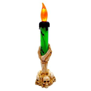 Imagem de Castiçal de Halloween com Vela Led - Verde - 18x6cm - 1 unidade - Rizz