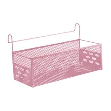Imagem de Ｂｅｓｇａ Cesto de armazenamento suspenso de cabeceira, recipiente prático de ferro, prateleira de cabeceira para economizar espaço, para casa, apartamento, Rosa