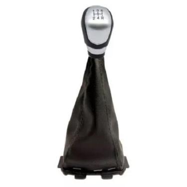 Imagem de Manopla Bola Prata + Coifa Câmbio Preta Ford Ka 2018 19 2020