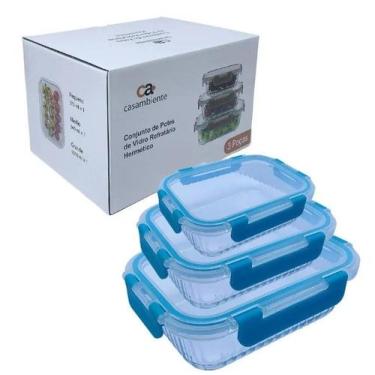 Imagem de Jogo com 3 potes refratarios listrados - Casambiente