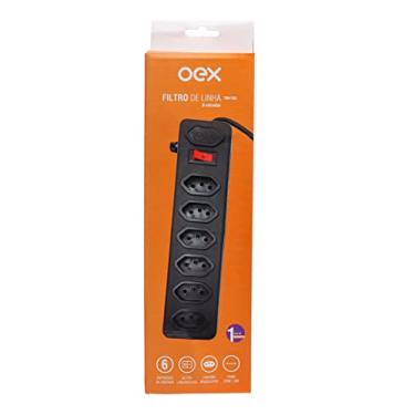Imagem de OEX Filtro de Linha 6 Tomadas Bivolt, TM104 - Cabo 1.5cm - Preto