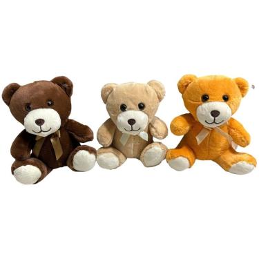 Imagem de Urso de Pelúcia Fofo com Laço 17cm – Presente Romântico