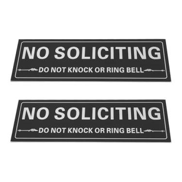 Imagem de Briny River 2 peças autoadesivo de metal preto sem solicitação 19 cm x 6,4 cm para portão, varanda, porta de escritório, janelas, caixa de correio de alumínio, sem sinais de solicitação