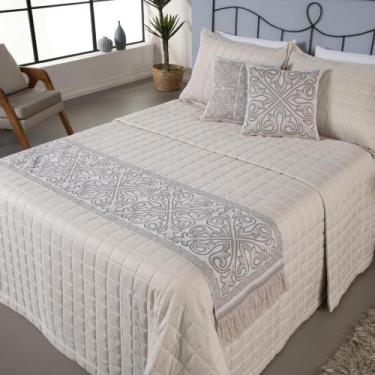 Imagem de Peseira King Grécia Jacquard C/ Almofada E Refil 05 Peças - N.A.M.F En