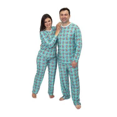 Imagem de Pijama Casal Longo Divertido Macaquinhos - Alegria de Montar
