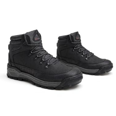 Imagem de Bota Adventure Masculina Polo Extreme Couro Sintético Preto e Marrom Confortável Solado Borracha Costurado (Preto, BR, Adulto, Numérico, 39)