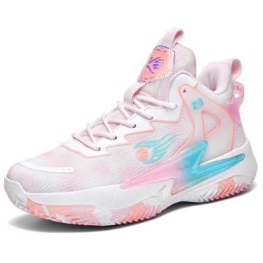 Imagem de Moodeng Tênis de basquete feminino respirável antiderrapante tênis de corrida moderno tênis de corrida atlético academia, rosa, 38