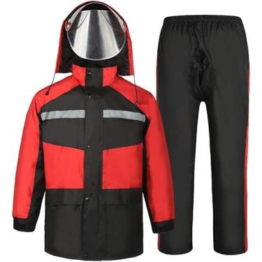 Imagem de Conjunto De Capa De Chuva E Calças De Chuva Reutilizáveis Laxf Para Homens E Mulheres Adultos Impermeável à Prova De Chuva À Prova De Vento Com Capuz, B, 3XL