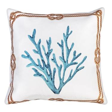 Imagem de Capa Sarja P/ Almofada Estampa Marítima Coral do Mar 45x45 - M3 Decora