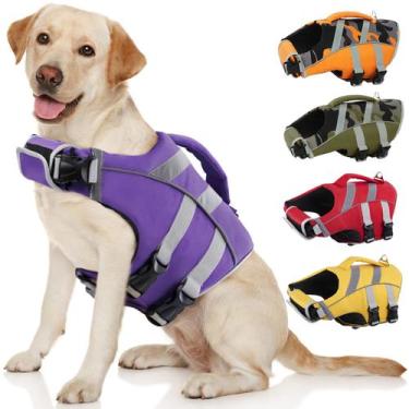 Imagem de Colete salva-vidas para cães Kuoser com listras refletivas para todos 