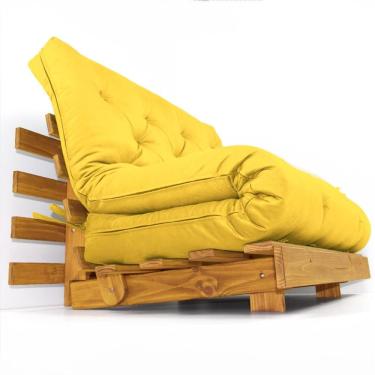 Imagem de Sofá Cama Casal Futon Tokio Amarelo Acquablock Madeira Maciça Cor néctar das flores