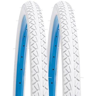 Imagem de YUNSCM 2 peças de pneus de bicicleta de estrada de 66 cm 26 x 1,50/36-559 compatíveis com pneus de bicicleta de 26 x 1,5 26 x 1,50 (branco Y-1054)