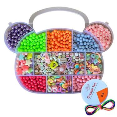 Imagem de Kit Infantil Miçangas Coloridas 1850pçs Maleta Panda Orelhas - Magia M