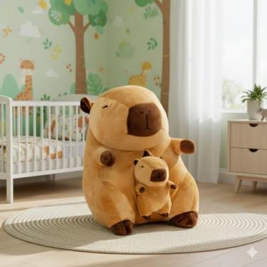 Imagem de Capivaras Mamãe E Filhote Kawaii Gigante Grande Acessorio Macia Igual foto Feito No Brasil Antialérgica Ideal Para Presente Decorar Festa Infantil Realista Feminino Masculino Brinquedo Bebê De Pelúcia