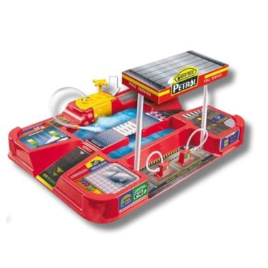 Imagem de Lava Rápido e Auto Posto com 2 Motocicletas Desmontáveis, Brinquedo Infantil Multicolorido, 38 x 52 cm