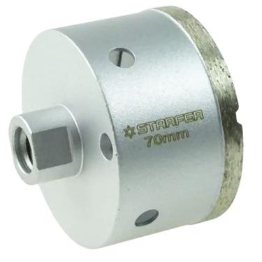 Imagem de Broca Serra Copo Diamantada 70mm Rosca M14 para Esmerilhadeira Furos Limpos Telhas Tijolos Cêramica Azulejo