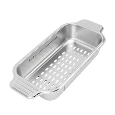 Imagem de Zhjvihx Cesta de Pia de Cozinha Retrátil sobre o Cenário da Pia para Lavar Frutas de Legumes, Cesta de Escorrinhas Ajustáveis, Pratos Secos - 304 Aço Inoxidável Extendeável Drening (Pequeno)