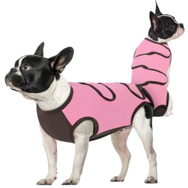 Imagem de Queenmore Traje de recuperação de cães, cone alternativo para cães após cirurgia rosa, macacão de cachorro P, roupa de cirurgia de algodão respirável para gatos para esterilização feminina, roupa para