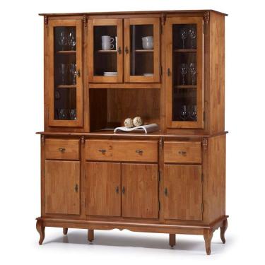 Imagem de Cristaleira Arca e Oratório 8 Portas 3 Gavetas com Nicho Central e Pés Luiz XV 60634 Linz Móveis - Imbuia Glazer