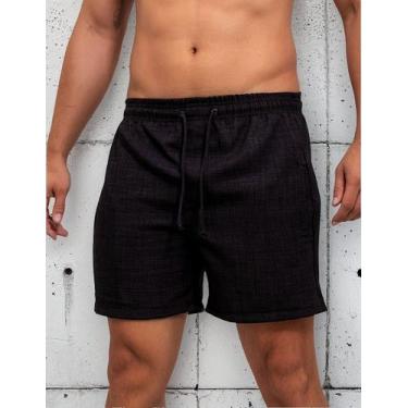 Imagem de Shorts Masculino Bermuda Curta De Linho Casual Premium - NoBrand, Pret