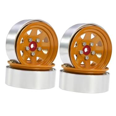 Imagem de Dynwave Conjunto de 4 aros de roda de alumínio 1,9" peças de reposição de metal RC pneu roda 12 mm hexagonal para caminhão RC 1/10 TRX4 90046 acessórios, Amarelo