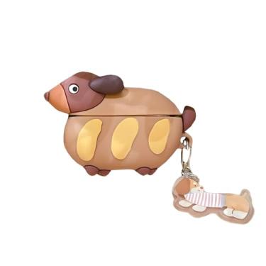 Imagem de Rertnocnf Capa compatível com Airpods Pro/Pro2, capa de chaveiro de cachorro de pão com personagem 3D Kawaii, acessórios portáteis, silicone macio, à prova de choque, protetor de fone de ouvido sem