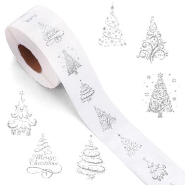 Imagem de JarThenaAMCS 1000 peças de adesivos transparentes para árvore de Natal, rolo de folha de prata, adesivos autoadesivos para decoração de presente de envelope de férias de inverno, cartão de convite, 6