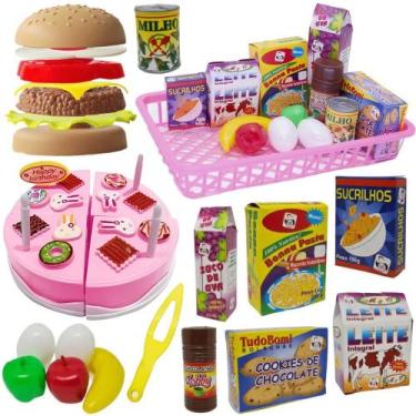 Imagem de Kit Cozinha Infantil 29 Peças Educativas com Comidinhas Hamburguer Bol