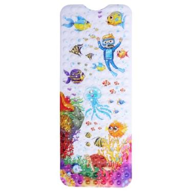 Imagem de Tapete de banheira, tapete de chuveiro antiderrapante, tapete de banho de bebê antiderrapante, banheira infantil antiderrapante de 101 cm com ventosas, almofada de chuveiro de PVC com desenho fofo