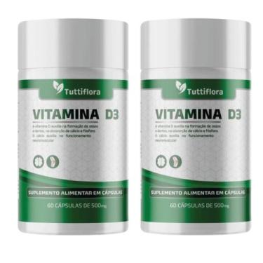 Imagem de Kit 2x Vitamina D3 60 Cápsulas 500mg Tuttiflora