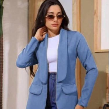 Imagem de Blazer Max Longo Sobretudo Feminino Acinturado Roupas Femininas Tendên