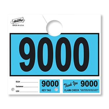 Imagem de Versa-Tags 1000 etiquetas de serviço de revendedor de carro azul números de envio de serviço, etiquetas de chave numeradas do departamento de serviço para oficina de mecânica chaveiro de 3 partes