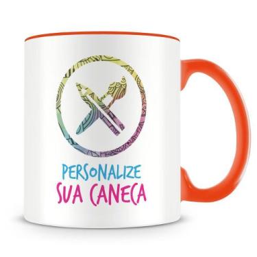 Imagem de Caneca Personalizada com Alça e Interior Laranja - Crie sua Caneca Úni