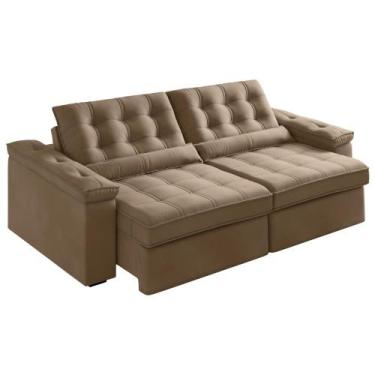 Imagem de Sofá Retrátil e Reclinável 4 Lugares 2,52m Veludo Ilhéus - bexs estofa