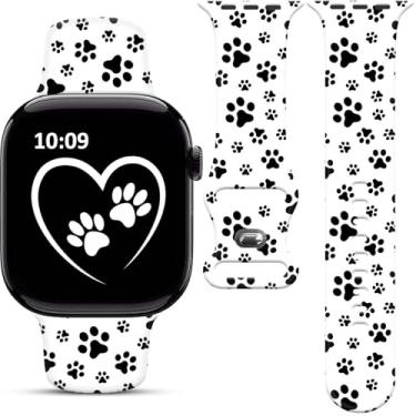 Imagem de Pulseira de relógio feminina com estampa de pata compatível com Apple Watch de 38 mm, 40 mm, 41 mm e 42 mm, iPhone iWatch para séries 10, 9, Ultra, 8, 7, 6, 5, 4, 3, 2 e 1 e SE