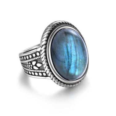 Imagem de Confede Anel vintage oval turquesa/quartzo rosa para mulheres de aço inoxidável anel de pedra joias, Metal, Sem pedra preciosa