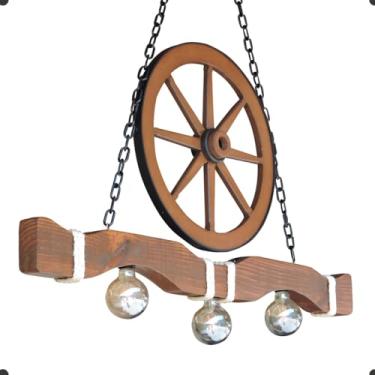 Imagem de Luminária Canga & Roda de Carroça – Rústica e Sofisticada (Grande)
