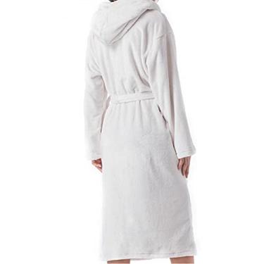 Imagem de ifgswopq Roupão de flanela engrossado de inverno masculino moda pijama com capuz (branco X)