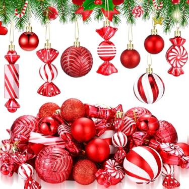 Imagem de Liliful 36 peças de enfeites de doces de Natal, decorações de árvore de Natal, enfeite de bengala doce com glitter, pirulito vermelho, enfeite de árvore de hortelã-pimenta para decoração de Natal, Ano