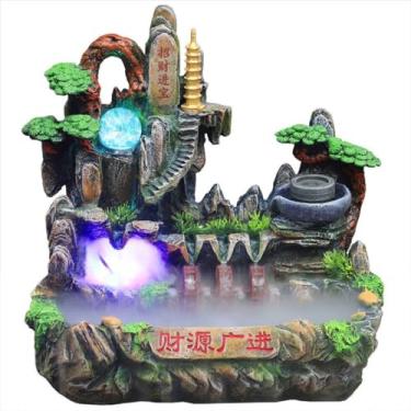 Imagem de XFNVXC Fonte decorativa interna de mesa Fonte de água Rockery para casa, sala de estar, decoração de resina, escritório, decoração de mesa, fonte de jardim ornamental para casa