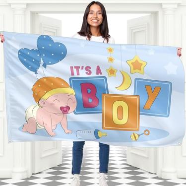 Imagem de Faixa It's a Boy - Banner Baby Boy 1,5 x 0,9 m - Decorações Welcome Sweet Baby Boy para chá de bebê ou festa de revelação de gênero