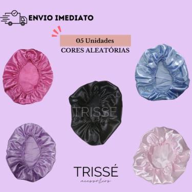Imagem de kit 05 Touca Cetim Antifrizz para Cabelos Lisos e Cacheados Multicolor