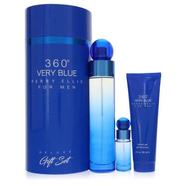 Imagem de Kit Presente Masculino Perry Ellis 360 Very Blue 100 Ml EDT+7 Ml Mini Edt+90 Ml Gel De Banho