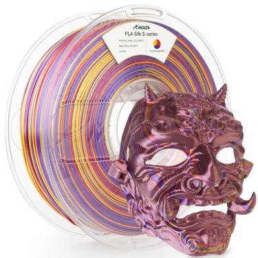 Imagem de Filamento de impressora 3D AMOLEN Silk PLA 1,75 mm 1 kg dourado roxo v