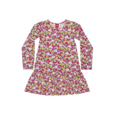 Imagem de Vestido Manga Longa Infantil em Cotton Bee Loop, Rosa, 6